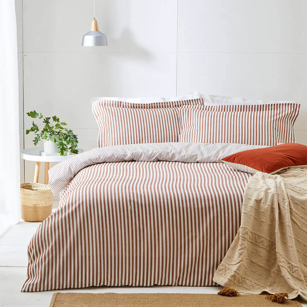 Yard Hebden Melange Pecan Stripe Duvet Cover Set